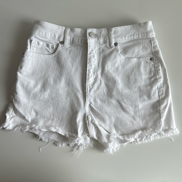 LOFT Pants - White Denim Ripped Jean Shorts from LOFT size 2